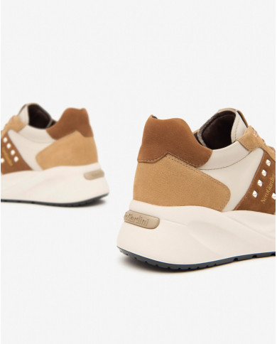 SNEAKERS NEROGIARDINI DONNA VELOUR AMBRA VELVET MILK SIERRA MALTO T.BRILL PLATINO I411524D/424