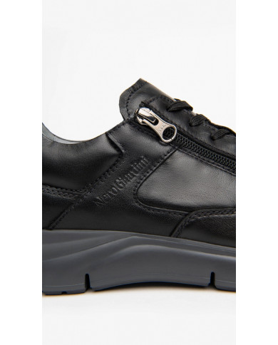 SNEAKERS NEROGIARDINI UOMO IN PELLE NERO ZIP I102153U/100