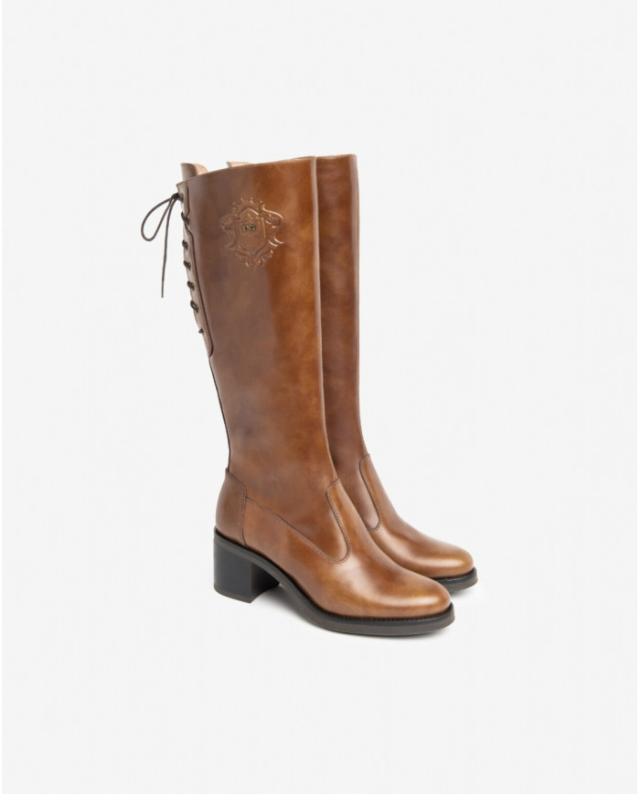 STIVALI NEROGIARDINI DONNA IN PELLE MANOLETE CUOIO TR SPADA  TACCO 6,5CM I411811D/400