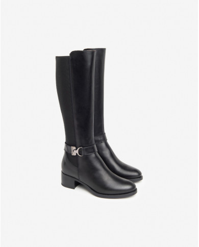 STIVALI NEROGIARDINI DONNA IN PELLE GUANTO NERO ELASTICO NERO TR BRESCIA TACCO 4CM I411750D/100