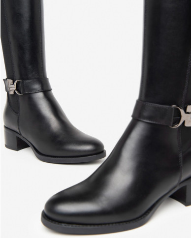 STIVALI NEROGIARDINI DONNA IN PELLE GUANTO NERO ELASTICO NERO TR BRESCIA TACCO 4CM I411750D/100
