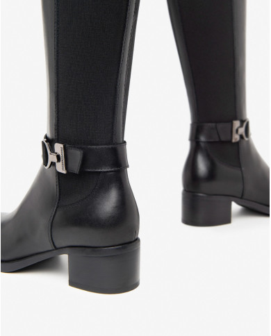 STIVALI NEROGIARDINI DONNA IN PELLE GUANTO NERO ELASTICO NERO TR BRESCIA TACCO 4CM I411750D/100