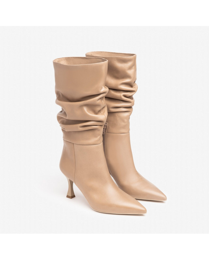 STIVALI NEROGIARDINI DONNA IN PELLE BEIGE TACCO 7,5 CM ZIP  I205587DE/412