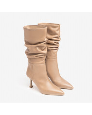 STIVALI NEROGIARDINI DONNA IN PELLE BEIGE TACCO 7,5 CM ZIP  I205587DE/412