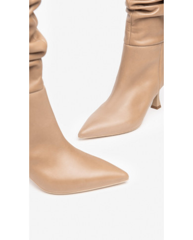 STIVALI NEROGIARDINI DONNA IN PELLE BEIGE TACCO 7,5 CM ZIP  I205587DE/412