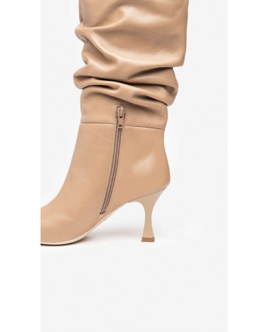 STIVALI NEROGIARDINI DONNA IN PELLE BEIGE TACCO 7,5 CM ZIP  I205587DE/412