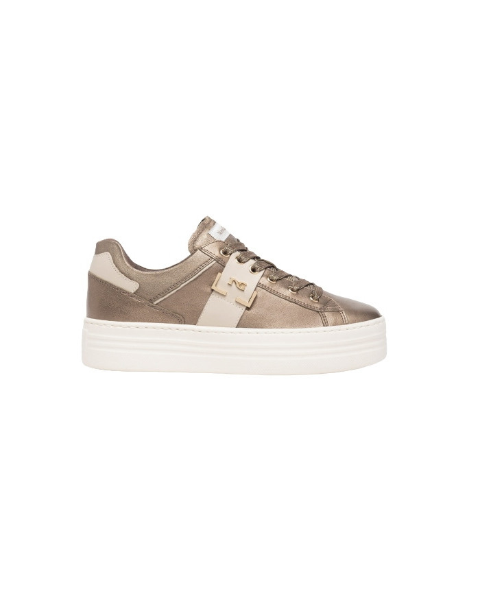 SNEAKERS NEROGIARDINI DONNA IN PELLE BROWN IVORY I308412D/322