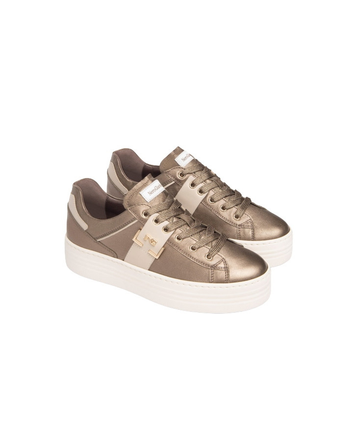 SNEAKERS NEROGIARDINI DONNA IN PELLE BROWN IVORY I308412D/322