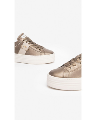 SNEAKERS NEROGIARDINI DONNA IN PELLE BROWN IVORY I308412D/322