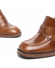 MOCASSINI CON TACCO NEROGIARDINI DONNA IN PELLE COL.CUOIO  8CM I308190D/400