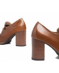 MOCASSINI CON TACCO NEROGIARDINI DONNA IN PELLE COL.CUOIO  8CM I308190D/400