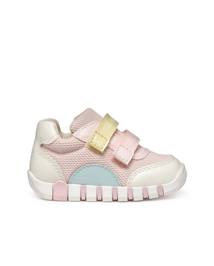 SNEAKERS GEOX PRIMI PASSI BAMBINA  B IUPIDOO G. A - MESH+GEOBUCK  LT PINK/WATERSEA  B3558A 01454 C8343