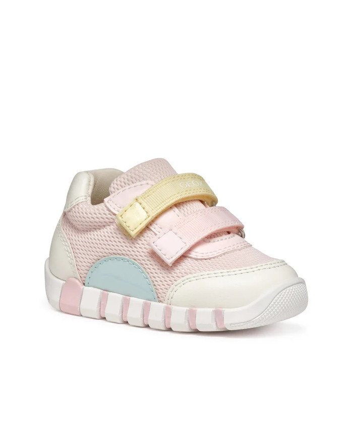 SNEAKERS GEOX PRIMI PASSI BAMBINA  B IUPIDOO G. A - MESH+GEOBUCK  LT PINK/WATERSEA  B3558A 01454 C8343