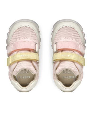 SNEAKERS GEOX PRIMI PASSI BAMBINA  B IUPIDOO G. A - MESH+GEOBUCK  LT PINK/WATERSEA  B3558A 01454 C8343