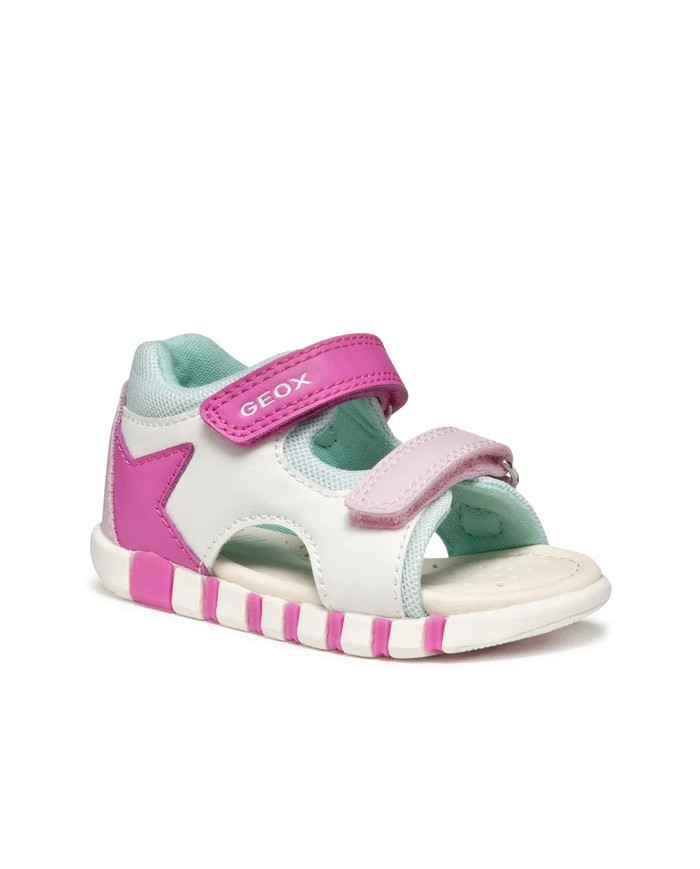 SANDALI GEOX BAMBINA PRIMI PASSI  B SANDAL IUPIDOO A - SINT+MESH WHITE/FUCHSIA  B5517B 0BC14 C0563