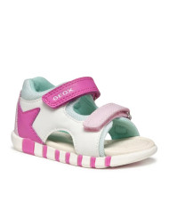 SANDALI GEOX BAMBINA PRIMI PASSI  B SANDAL IUPIDOO A - SINT+MESH WHITE/FUCHSIA  B5517B 0BC14 C0563
