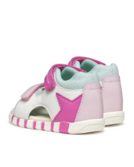SANDALI GEOX BAMBINA PRIMI PASSI  B SANDAL IUPIDOO A - SINT+MESH WHITE/FUCHSIA  B5517B 0BC14 C0563