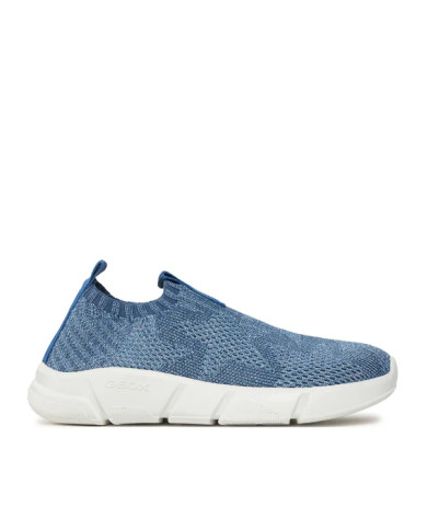 SNEAKERS  GEOX BAMBINO J ARIL G. E - SHINY KNITT.TEXT DK SKY