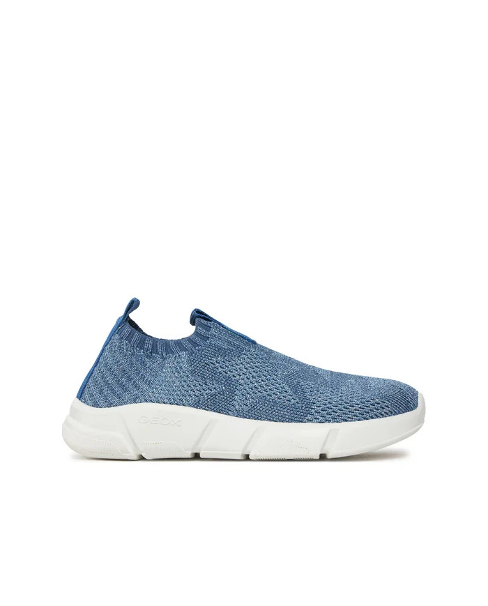 SNEAKERS  GEOX BAMBINO J ARIL G. E - SHINY KNITT.TEXT DK SKY