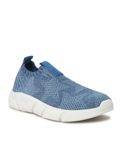 SNEAKERS  GEOX BAMBINO J ARIL G. E - SHINY KNITT.TEXT DK SKY