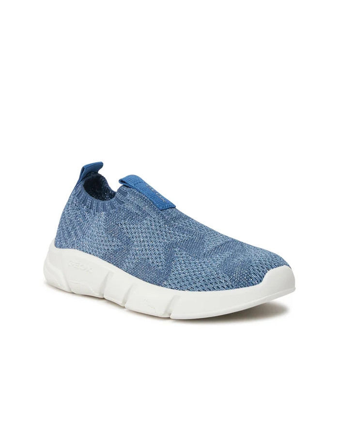 SNEAKERS  GEOX BAMBINO J ARIL G. E - SHINY KNITT.TEXT DK SKY