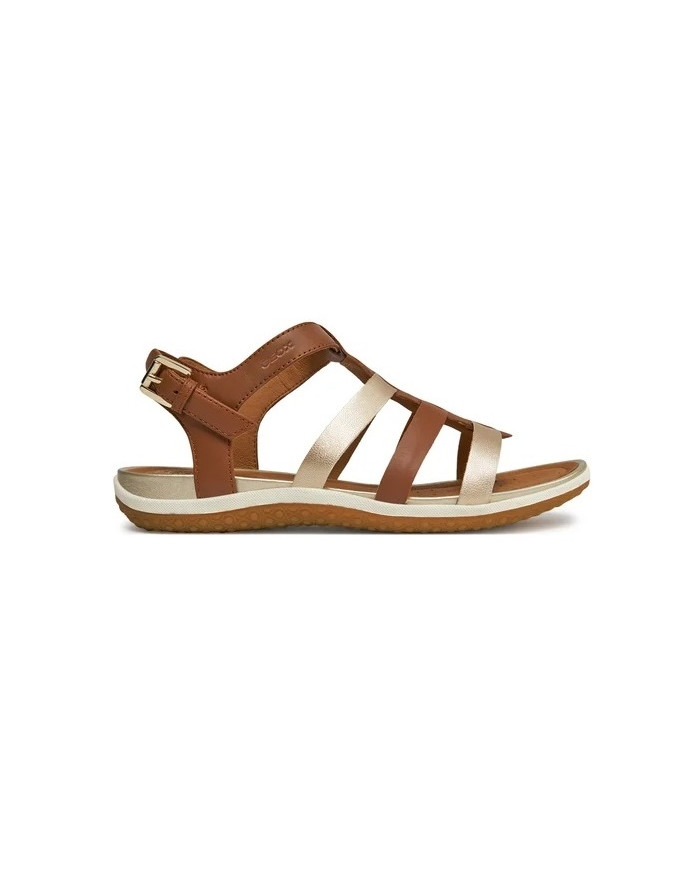 SANDALI GEOX DONNA D S.VEGA A - NAPPA+SINT.PERL.  COGNAC/LT GOLD D72R6A 085NF C6N2L
