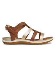 SANDALI GEOX DONNA D S.VEGA A - NAPPA+SINT.PERL.  COGNAC/LT GOLD D72R6A 085NF C6N2L