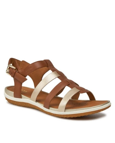 SANDALI GEOX DONNA D S.VEGA A - NAPPA+SINT.PERL.  COGNAC/LT GOLD D72R6A 085NF C6N2L