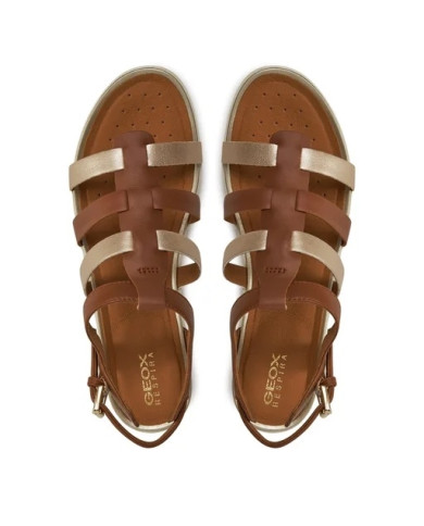 SANDALI GEOX DONNA D S.VEGA A - NAPPA+SINT.PERL.  COGNAC/LT GOLD D72R6A 085NF C6N2L