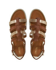 SANDALI GEOX DONNA D S.VEGA A - NAPPA+SINT.PERL.  COGNAC/LT GOLD D72R6A 085NF C6N2L