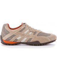 SNEAKERS GEOX UOMO U SNAKE K - SCAM.+MESH  BEIGE/DK ORANGE