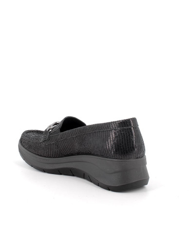 MOCASSINI CON ZEPPA IGI&CO DONNA IN PELLE NERO LAMINATO 6653044
