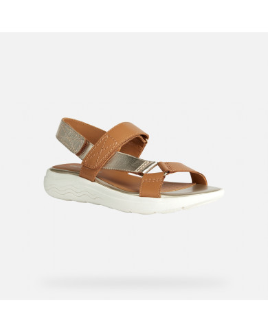 SANDALI GEOX DONNA D SPHERICA EC5W A - VI.L+VI.ME CAMEL/LT GOLD D25ADA 043CF C5F2L