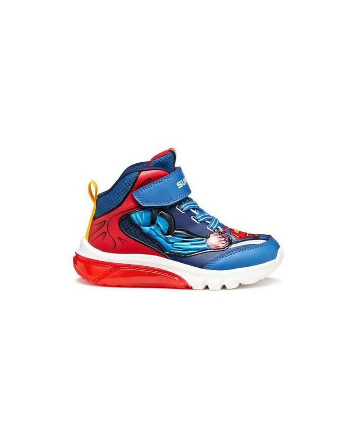 SNEAKERS GEOX BAMBINO JUNIOR J CIBERDRON  SUPERMAN BLUE/RED TG28-35 J56LBF 0BC14 C0200