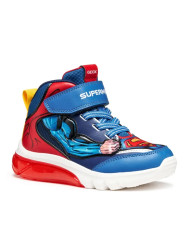 SNEAKERS GEOX BAMBINO JUNIOR J CIBERDRON  SUPERMAN BLUE/RED TG28-35 J56LBF 0BC14 C0200