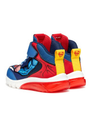 SNEAKERS GEOX BAMBINO JUNIOR J CIBERDRON  SUPERMAN BLUE/RED TG28-35 J56LBF 0BC14 C0200