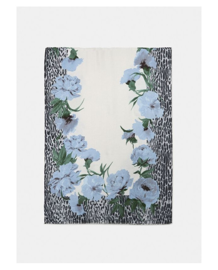 FOULARD  LIU JO DONNA STOLA FLOWER ANIMALIER LIGHT DENIM  70X180 2F5077 T0300 74015