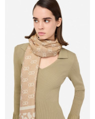 FOULARD  LIU JO DONNA STOLA JACQUARD MONOGRAM ANIMAL OAT MILK 70X180 2F5040 T0300 30003