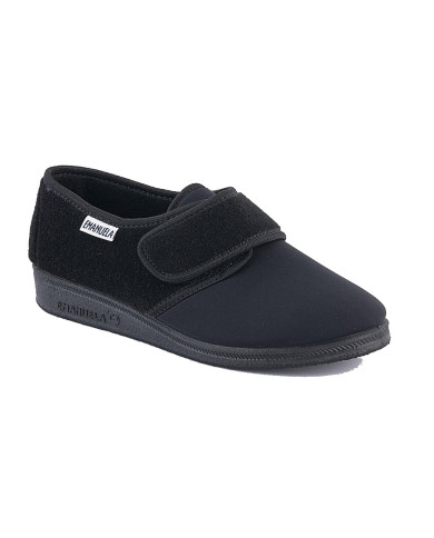 PANTOFOLE EMANUELA DONNA CONFORT CON VELCRO INVERNALE NERO 601