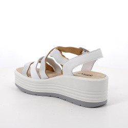 SANDALO CON ZEPPA IGI&CO DONNA PEL.RI.LA.SPRIN ARGENTO/BIANCO 7667111