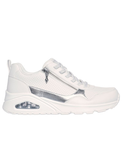 SNEAKERS SKECHERS DONNA UNO METALLIC SLIDERS 177873 WHT