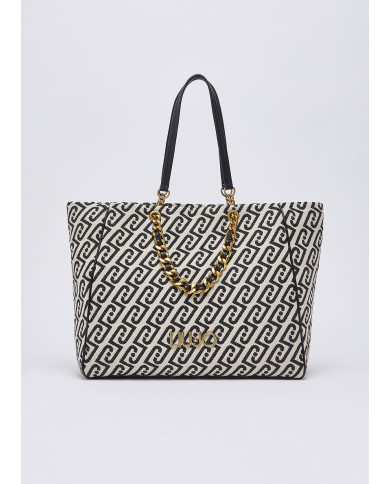 BORSA LIU JO DONNA GRANDE BOSTON BAG BLACK&WHITE 38X14X32CM AA6117 T380A Y9775