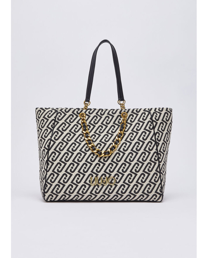 BORSA LIU JO DONNA GRANDE BOSTON BAG BLACK&WHITE 38X14X32CM AA6117 T380A Y9775