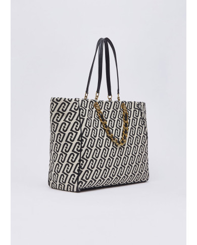 BORSA LIU JO DONNA GRANDE BOSTON BAG BLACK&WHITE 38X14X32CM AA6117 T380A Y9775