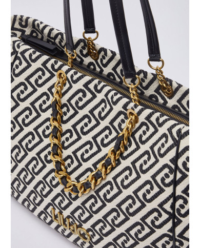BORSA LIU JO DONNA GRANDE BOSTON BAG BLACK&WHITE 38X14X32CM AA6117 T380A Y9775