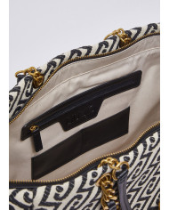 BORSA LIU JO DONNA GRANDE BOSTON BAG BLACK&WHITE 38X14X32CM AA6117 T380A Y9775