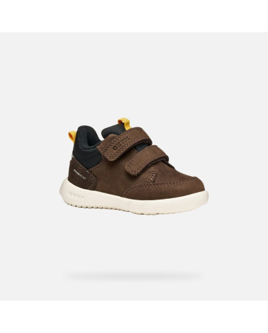 SNEAKERS GEOX BAMBINO PRIMI PASSI B HYROO WPF A - NABUK+NYLON    BROWN COTTO/BLACK TG:24-27 B365EA 032FU C0517/B 