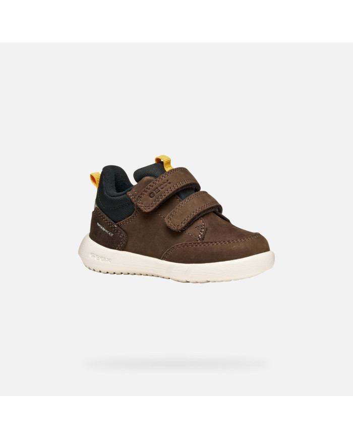 SNEAKERS GEOX BAMBINO PRIMI PASSI B HYROO WPF A - NABUK+NYLON    BROWN COTTO/BLACK TG:24-27 B365EA 032FU C0517/B 