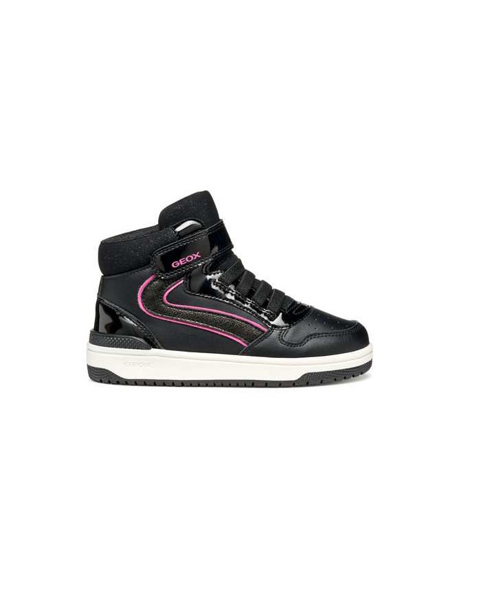 SNEAKERS GEOX BAMBINA J WASHIBA A - GEOBUCK+VERN.SIN BLACK/FUCHSIA