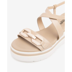 SANDALI CON ZEPPA NEROGIARDINI DONNA TAMIGI LINO PU.ALICANTE E615953D/453